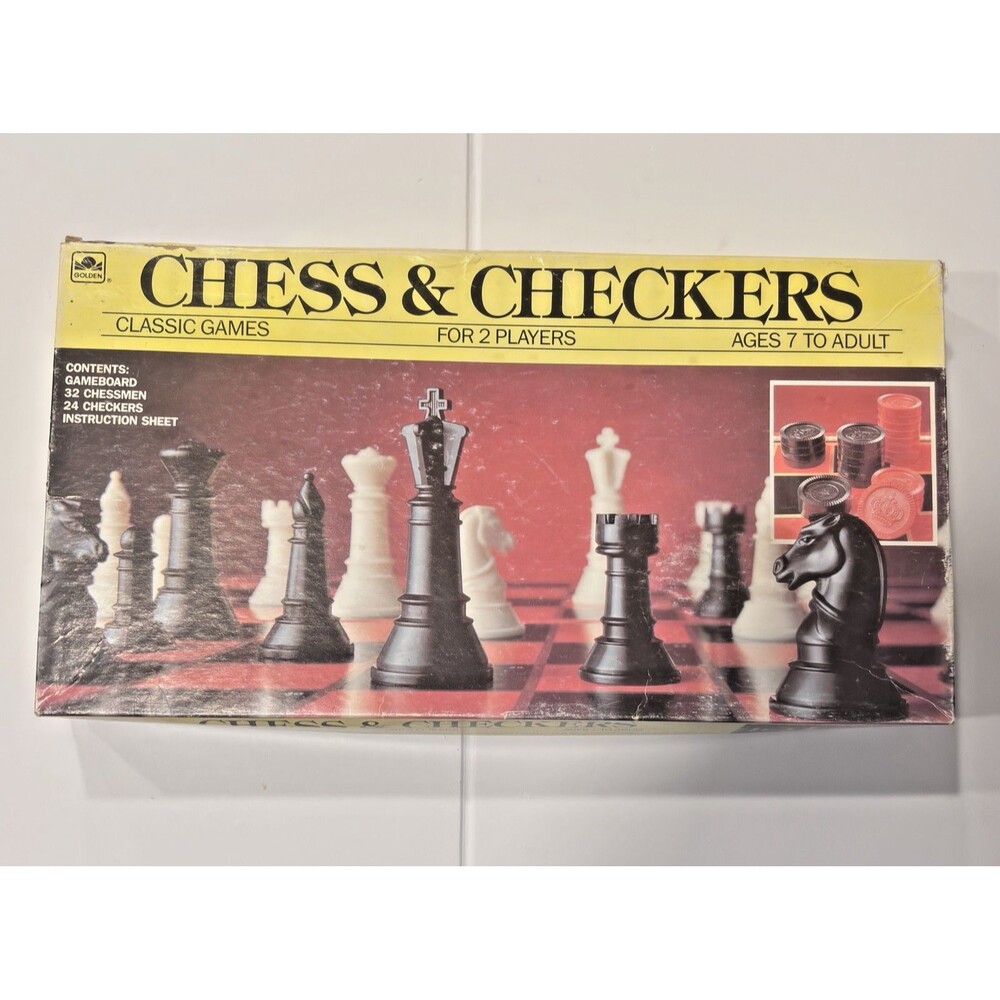 1993 Golden Classic Games Chess Checkers Set Vintage Board Game - Incomplete